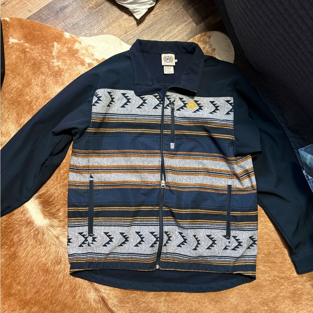 Cinch Dark Blue Jacket with Unique Design NWOT
